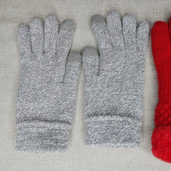 WINTER GLOVES BUNDLE, GRAY, RED 2 PAIRS - Picture 2 of 8